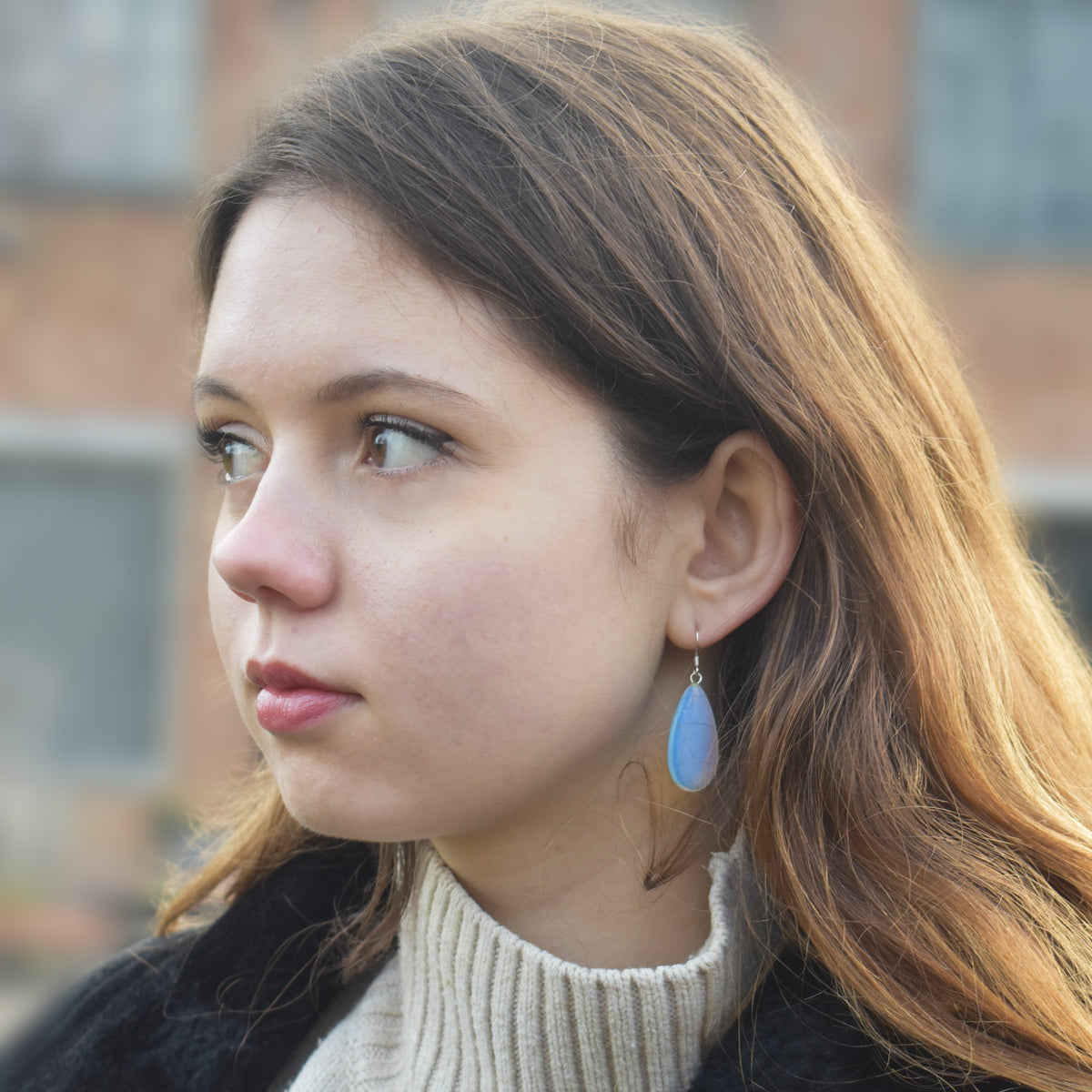 Sea Glass Opal Sterling Silver Earrings, Minimalist Earrings, Bloom Collection | by nlanlaVictory