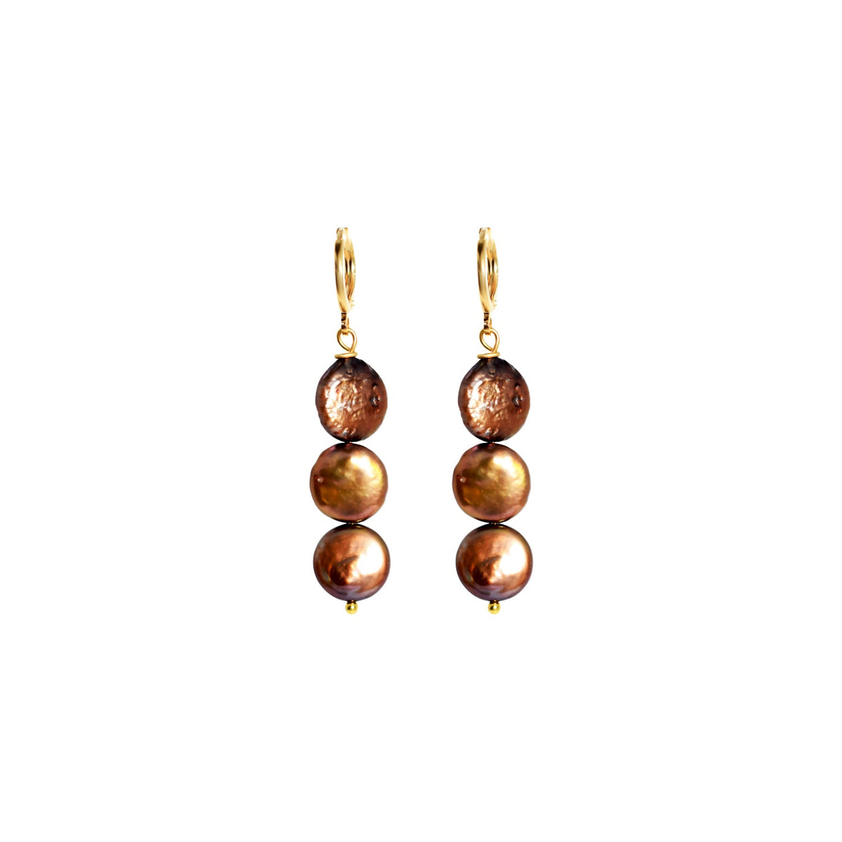 Brown freshwater pearl huggie earrings | by Ifemi Jewels